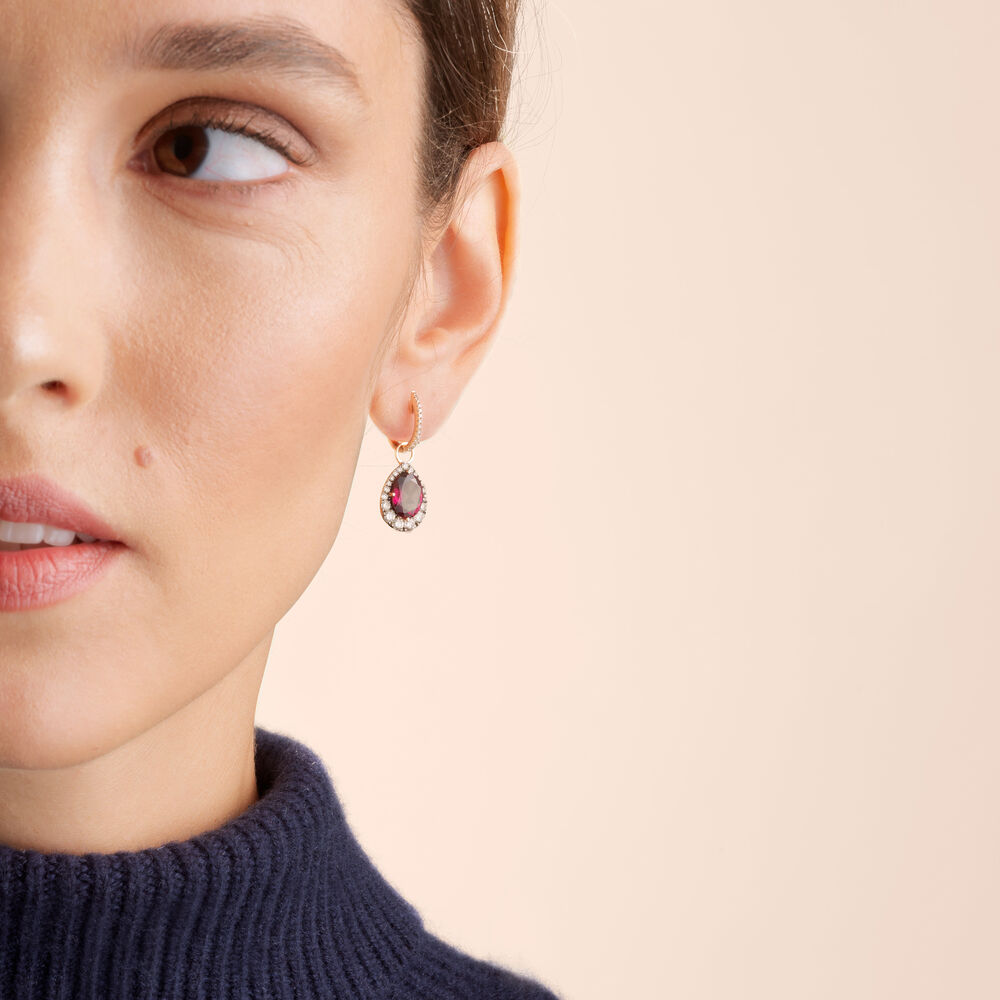 18ct Rose Gold Garnet Diamond Earring Drops | Annoushka jewelley